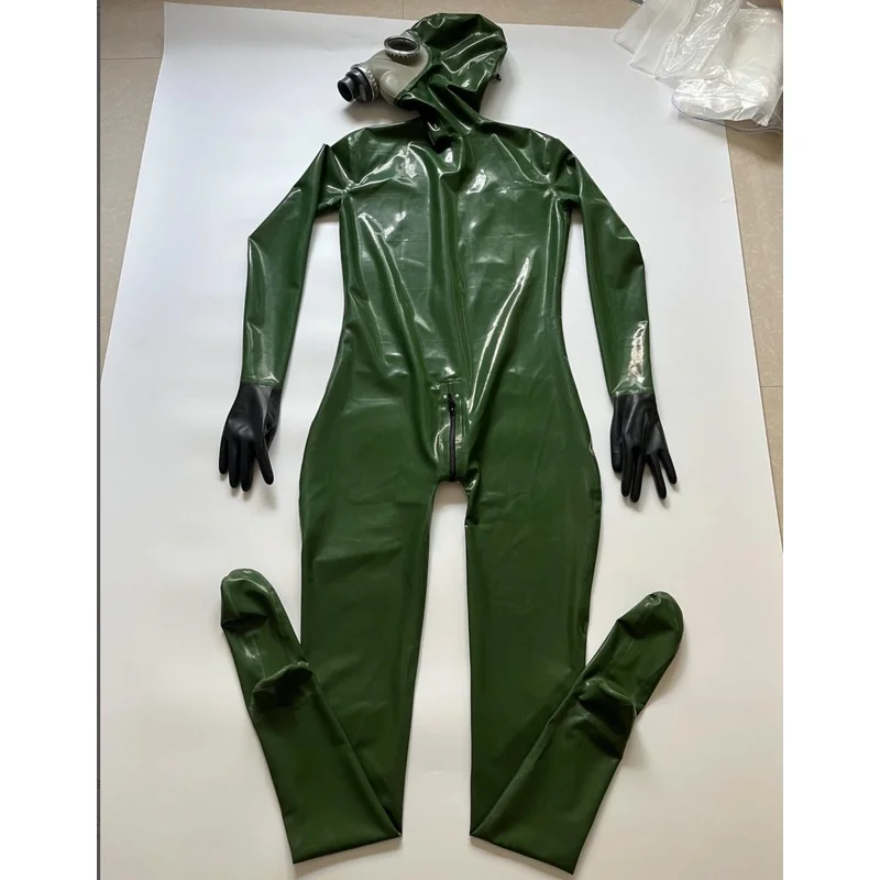 This full‑body latex body suit is handmade from premium 100% natural latex material with 0.4mm thickness