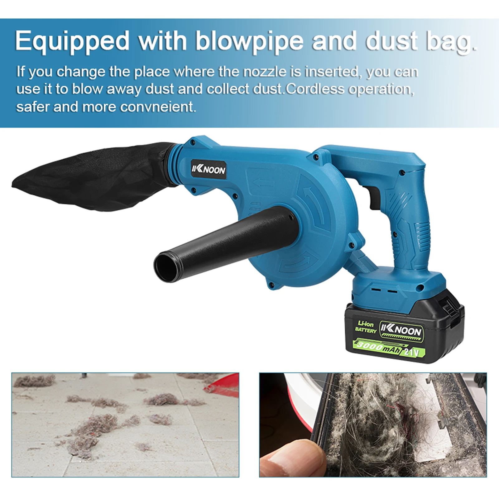 قابلة للشحن 2 في 1 تهب وشفط يترك مجمع الغبار عالية الطاقة اللاسلكي منفاخ الهواء الكهربائي المحمولة مكنسة كهربائية