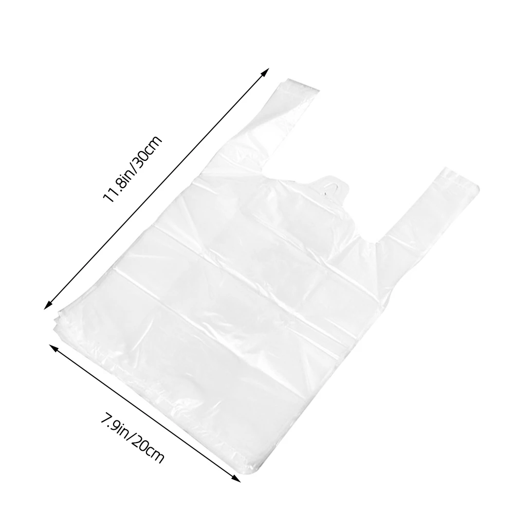 

100 Pcs Portable Plastic Bag Tote Bags Food Packaging Shopping Handbag Disposable