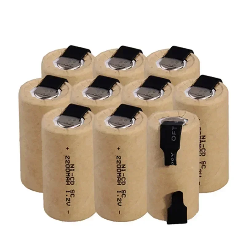 2-30 Uds destornillador taladro eléctrico baterías SC 1,2 V 2200mah Sub C ni-cd batería recargable con lengüeta herramienta eléctrica celdas NiCd SUBC