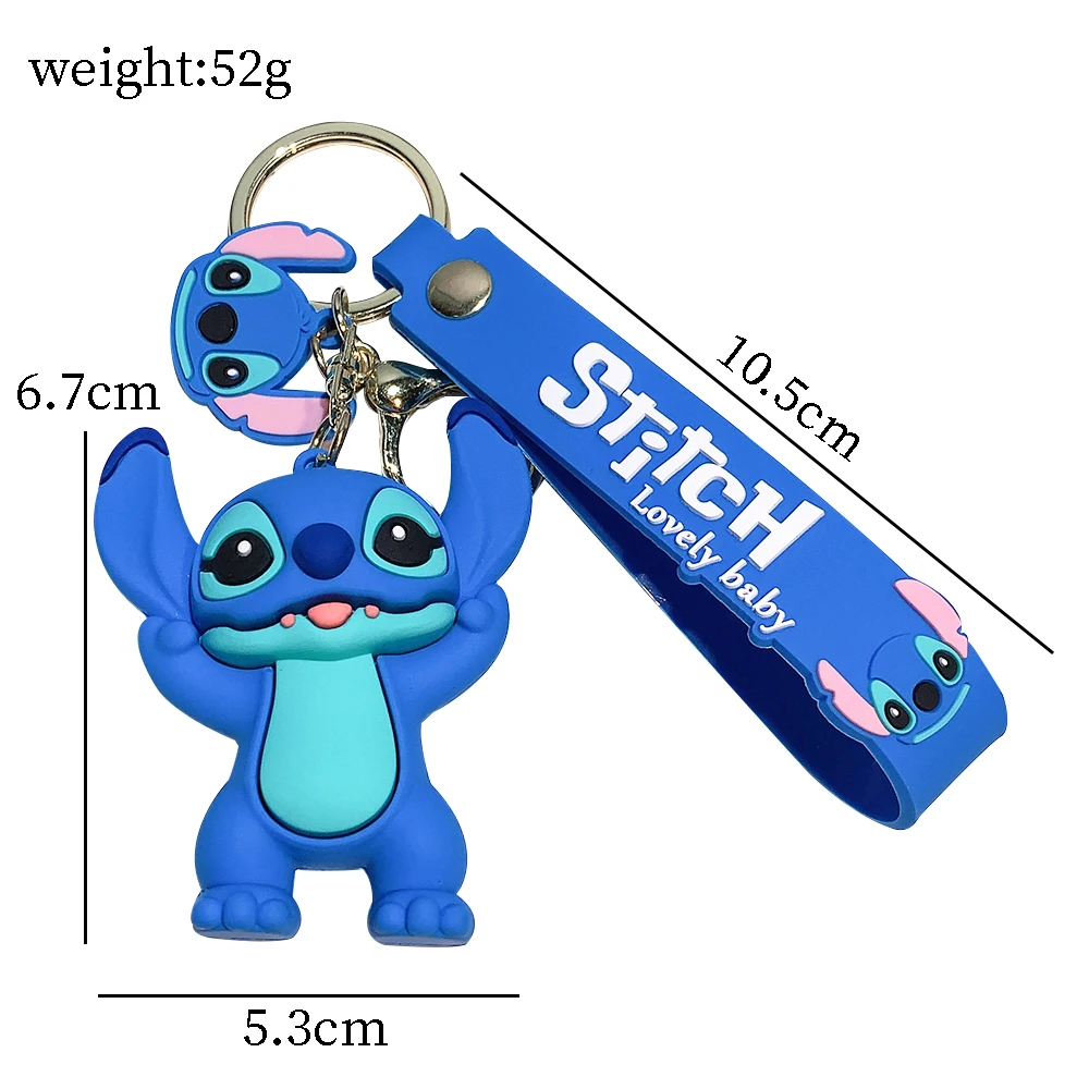 Disney Lilo & Stitch Keychain Kawaii Cartoon Figure Stitch Angel Silicone Pendant Keyring Car Backpack Key Holder Accessories