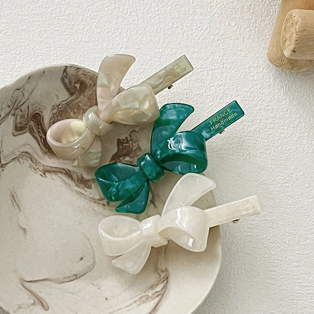 

Корейская ацетатная заколка-бант из ацетата, зажим для волос в виде утконоса, Геометрическая заколка для волос, зажим для челки, аксессуары для волос