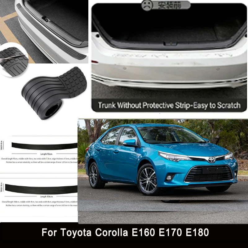 

Для Toyota Corolla E160 E170: Защитная накладка на задний бампер, наклейка-стикер для защиты от царапин и ударов, декоративная полоса на задний бампер автомобиля.