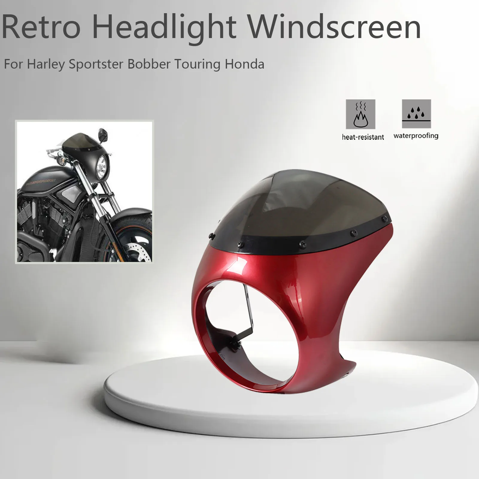 

Motorcycle Front Headlight Cover Retro Waterproof Fairing Modification Accessories For Harley Sportster Bobber Touring Honda