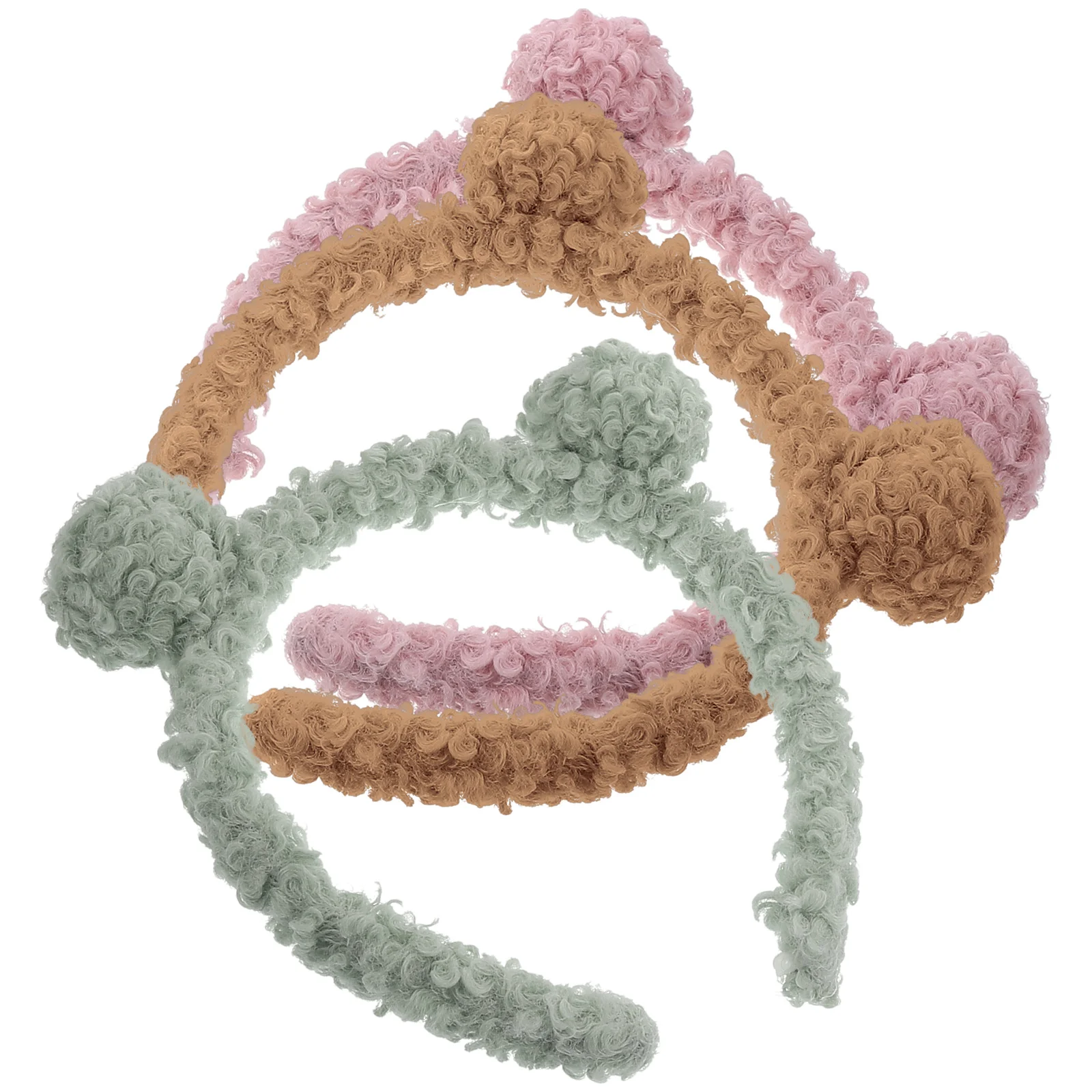 

3Pcs Imitation Wool Coil Headbands Bear Ears Head Hoops Hair Hoops Party Headwear for Kids Girls (Style 1)