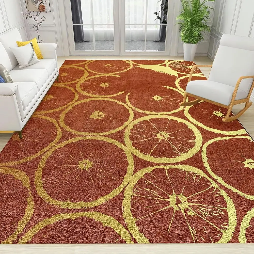 

Orange Lemon Slices Abstract Rug, Non-Slip Indoor Washable Breathable Durable Carpet for Kids Room, Living Room Home Decor - 6 f
