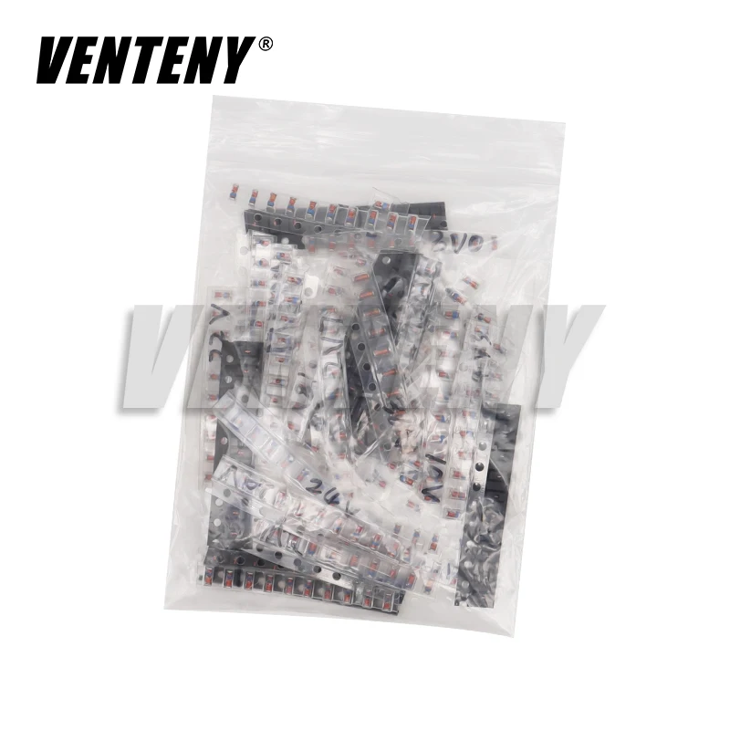 340pcs 1/2W LL34 SMD Zener Diode Assorted Kit 0.5W 2V - 47V 34Values Each 10pcs DIY Sample Pack