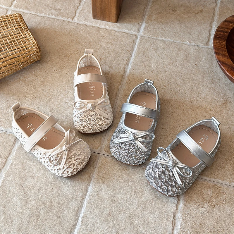 

Детские кожаные туфли для девочек: элегантные балетки Мэри Джейн с плетеным бантом для школы, свадьбы и праздников