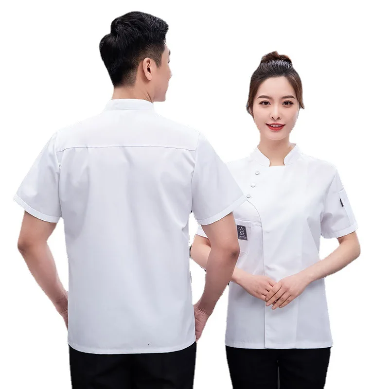 Hotel Chef Overalls Short Sleeve Men's and Women's Spring and Summer Clothes Restaurant Canteen Kitchen Kitchen Dining Workwear