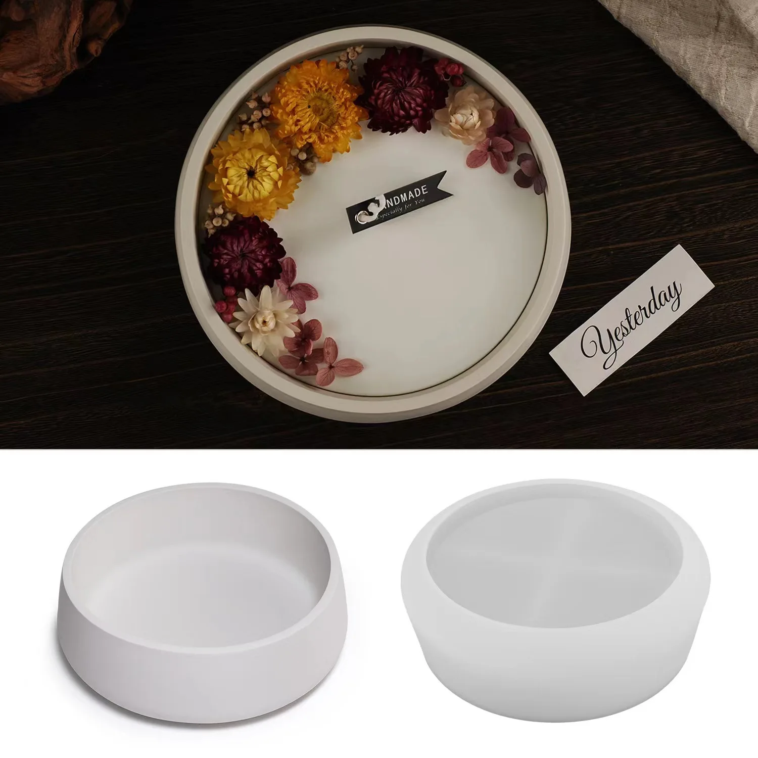 DIY tazón de almacenamiento Circular vela maceta molde resina contenedor de cemento molde de silicona de hormigón manualidades de decoración del hogar