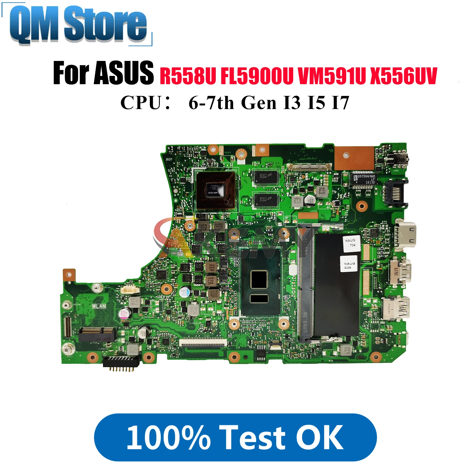 X556UV Laptop Motherboard For ASUS X556UQ FL5900U X556U X556UF X556UJ R558U VM591U X556UQK X556URK Mainboard With I3 I5 I7 CPU