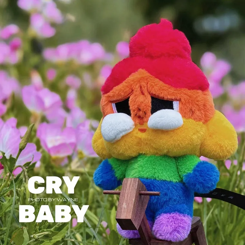 Pop Mart 15cm Rainbow Cry Baby Pendant Blind Box Doll Toy Trend Doll Limited Products Home Decoration Birthday Gifts