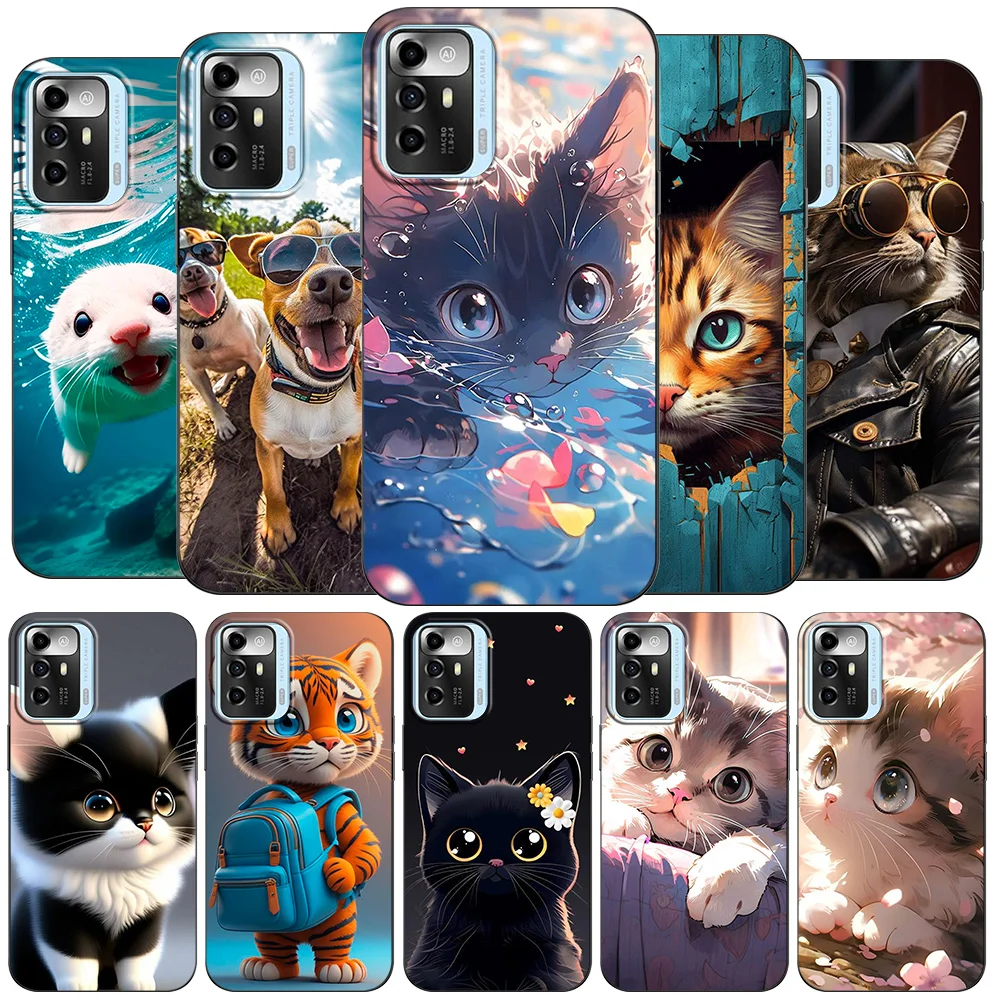 Case For ZTE Blade A72 5G Back Phone Cover Protective Soft Silicone Black Tpu amazing cool cats pets