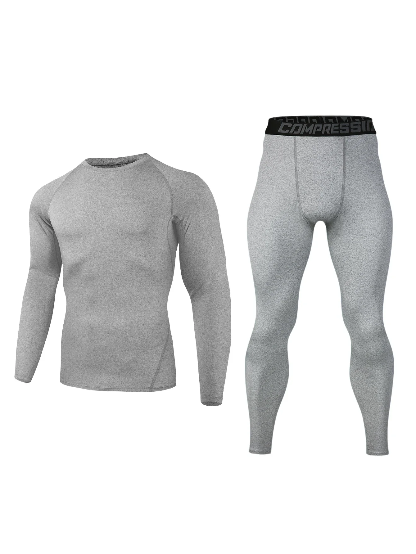 

Men's running gym set, compression tight long-sleeved shirt and long pants, quick-drying lightweight, jogging training