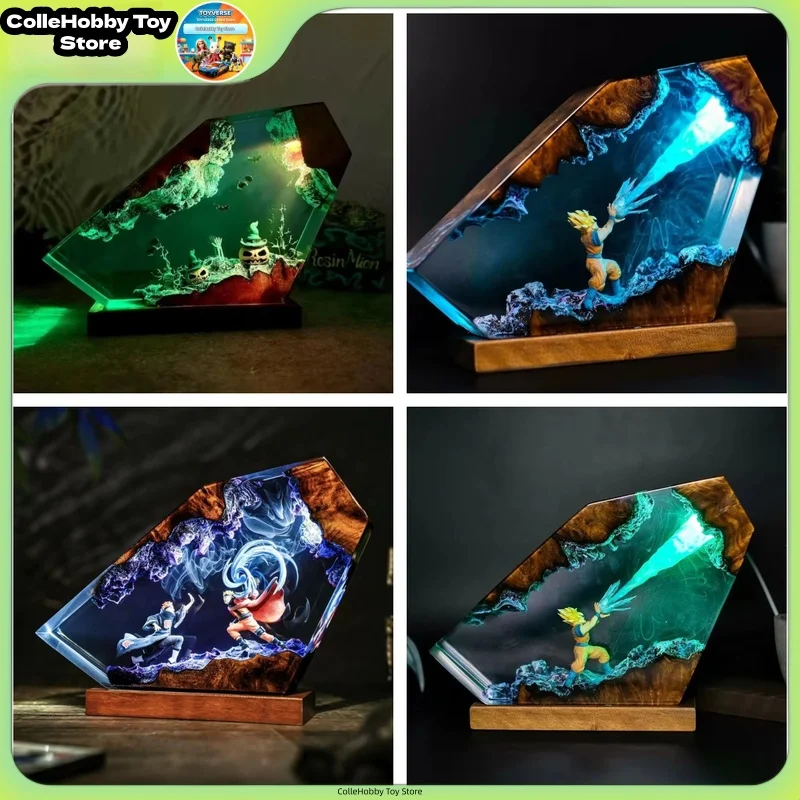 Handgefertigte Dragon Ball Z Son Goku Epoxidharzlampe, Sammlerstück Anime-Figur LED-Nachtlicht Tischdekoration Geschenk für Hobby-Sammler