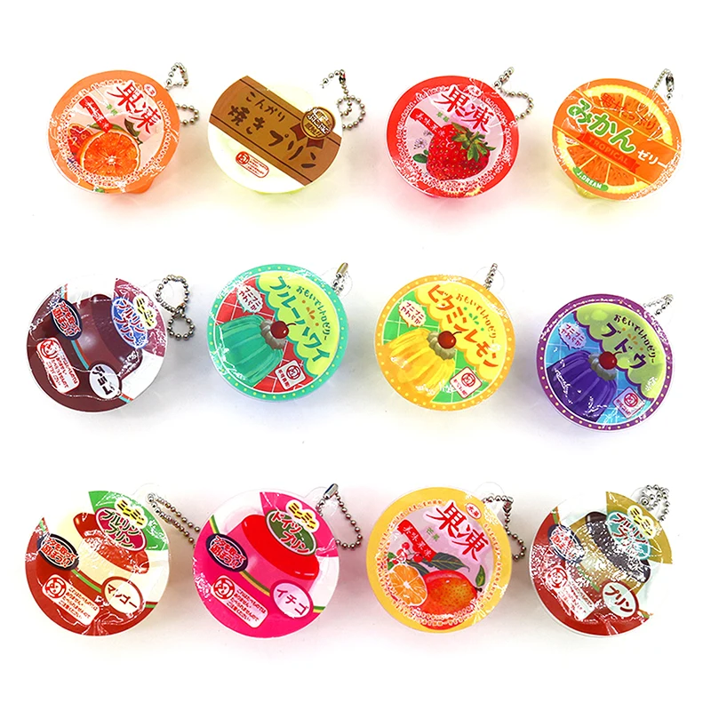 Nuevo Llavero Colgante de 1 Pieza con Diseño de Pudín de Frutas de Verano, Estilo Japonés, Miniatura de Gelatina, Creativo, Lindo y Decorativo, Ideal para Regalo
