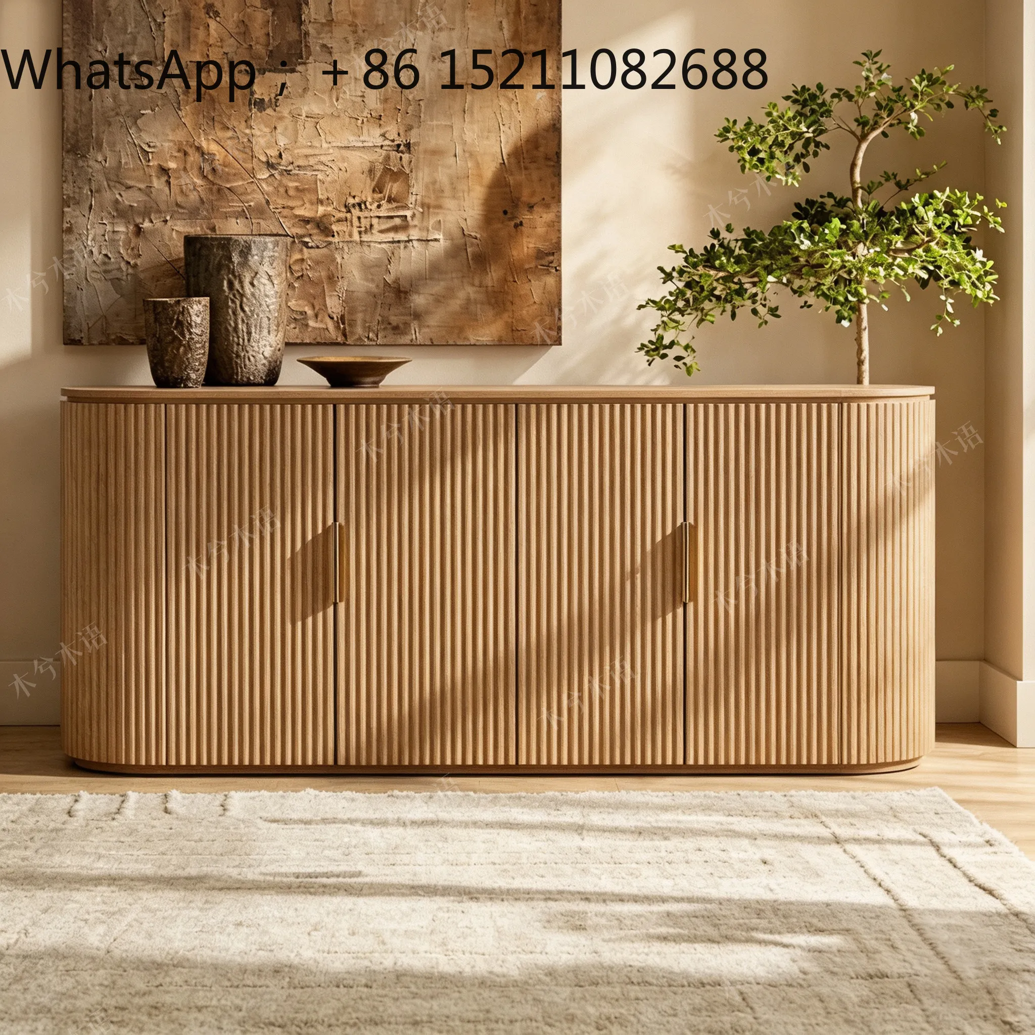 LLY solid wood dining side cabinet, foyer entrance entrance cabinet, simple decoration TV storage storage cabinet