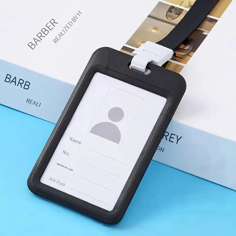 dual-use transparent double-sided work card holder with nylon lanyard - suitable for employees and factory workers