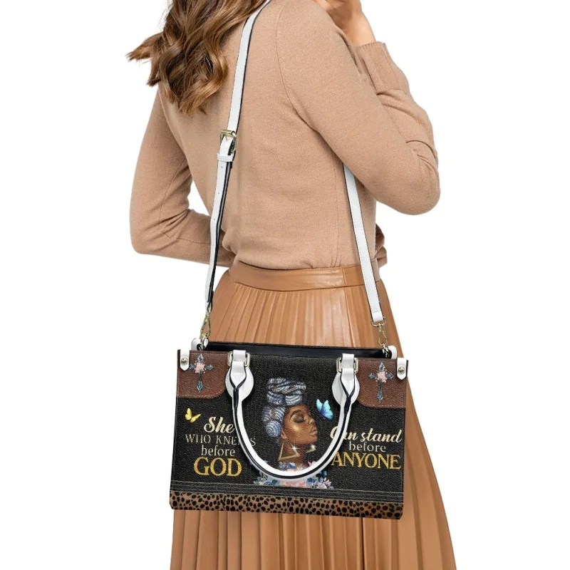 She Who Kneels Before God Can Stand Before Anyone Handbag Design for Female Eastern Star Lady Casual Totes Bolsas Femininas