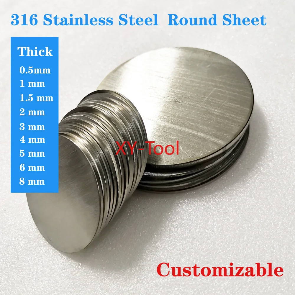 

316 Stainless Steel Round Plate Disc Sheet Flat Gasket Board CNC Metal Circular Sheet Solid Disk Thick 0.5~10mm Dia 50~300mm