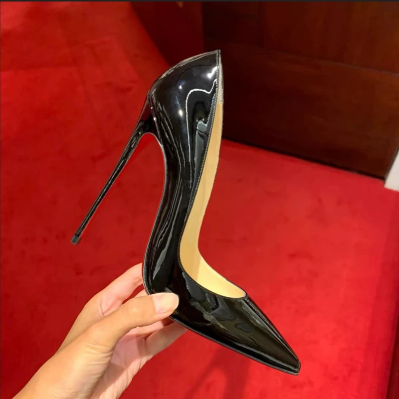 Multi Multi Colored Customized 12cm Super High Heels, Nude White Patent Leather sexy Party Pointed Professional Commuting Single Shoes - Aliexpress Deal