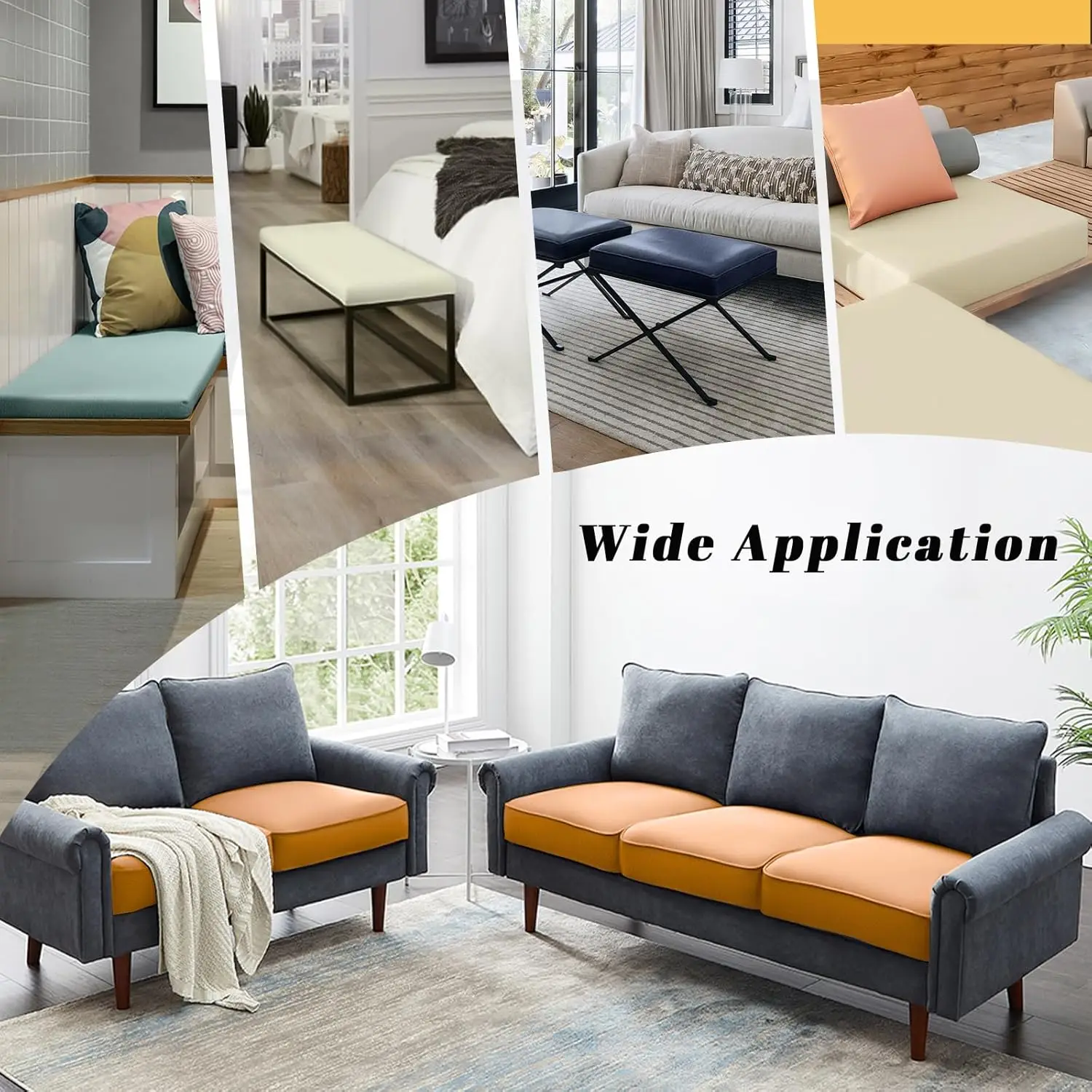 Custom Leather Bench Cushion for Sofa Wooden Chair Garden Lounge Window Seat Swing Decorative Cushion Square Rectangular Shape