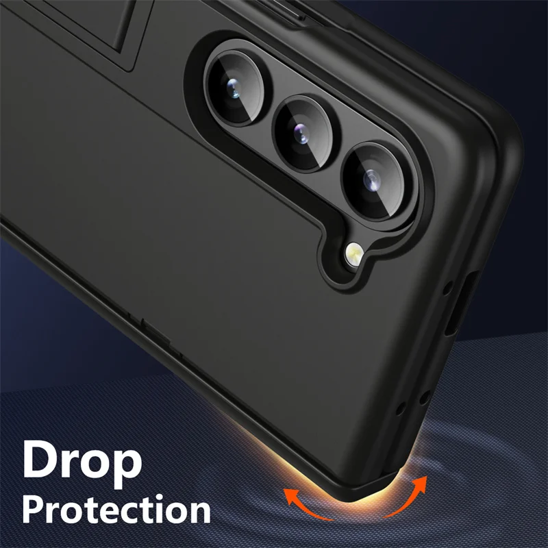 Oil spray PC Folding Bracket Phone Case For Samsung Z Fold 3 4 5 Tempered Film Protective Cover For Samsung Galaxy Z Fold 6 Case