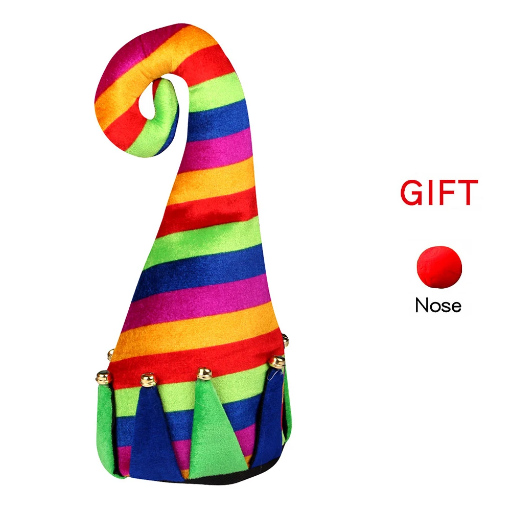قبعة مهرج ملونة ممتعة، ستة أنماط مع أنف إسفنجي أحمر! مناسبة للشاطئ وعروض السيرك والحفلات وزي لعب الأدوار