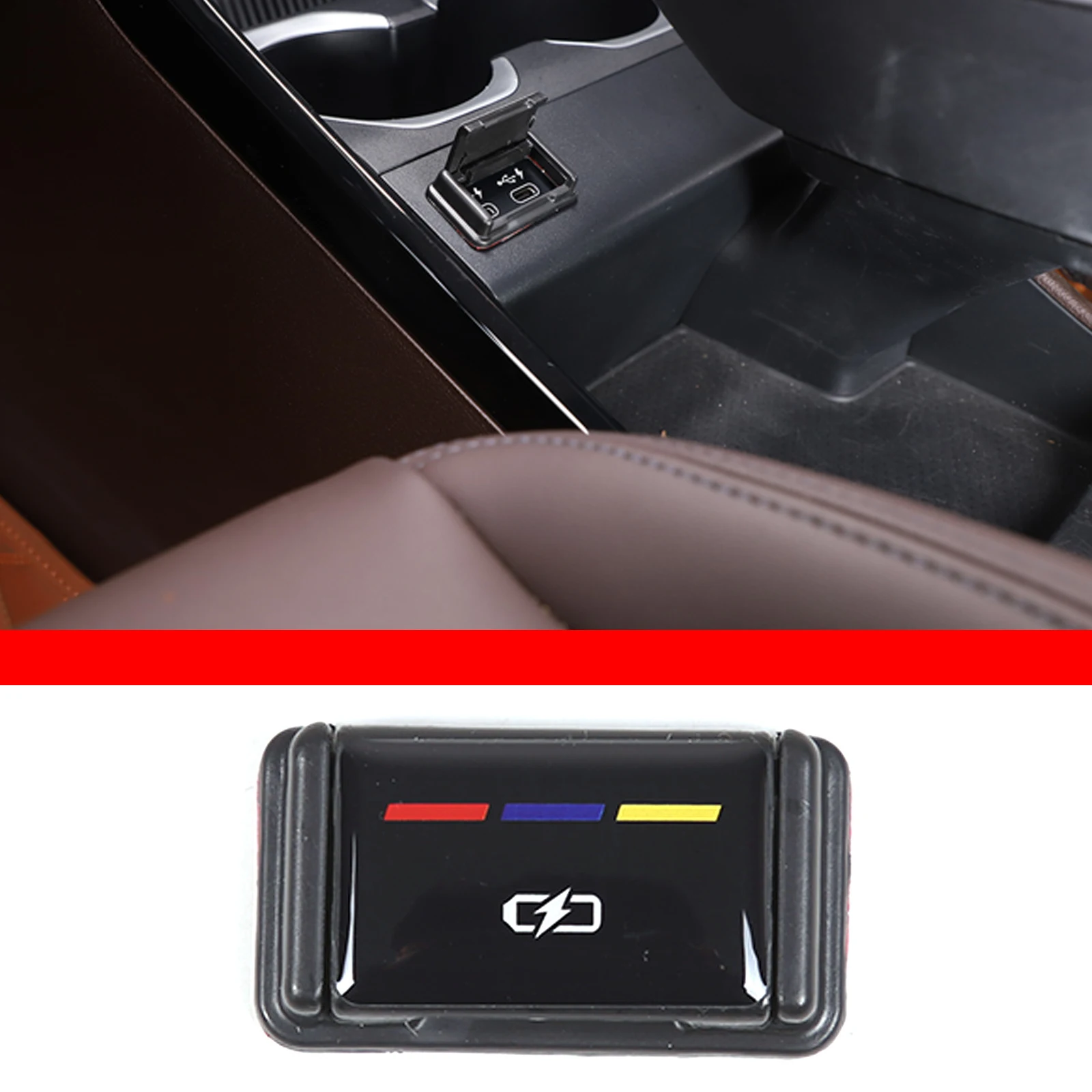 

For BMW IX1 X1 U10 U11 2023-2024 Car Central Control Charging Port Cover Trim Stickers ABS Interior Accessories