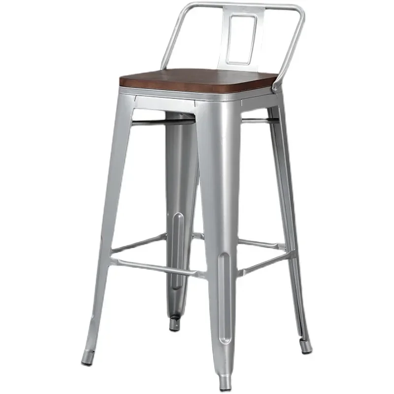 

Bar Stool Modern Simple High-Leg Stool Iron Solid Wood Bar Chair Cashier Home Backrest High Chair Bar Furniture for Home