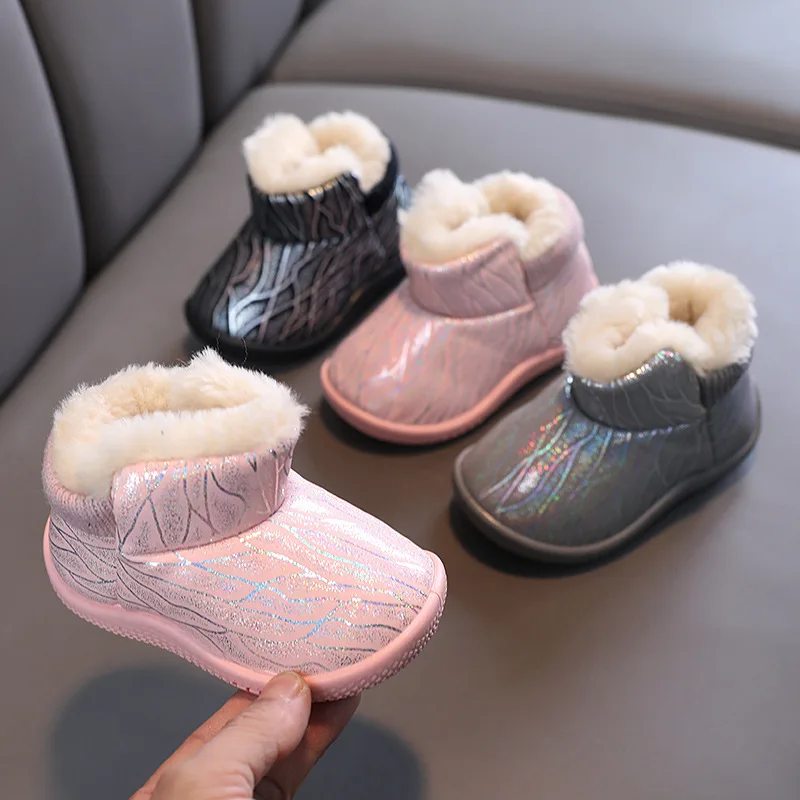 Children Snow Boots Winter New Waterproof Non-slip Kids Shoes for Girls Boys Plush Warm Cotton Shoes Princess Short Boots Сапоги