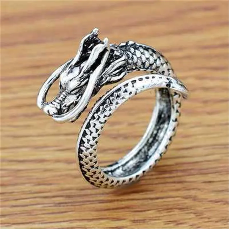 Jisensp Gothic Punk Drachenring für Männer, Retro Wikinger Tier Verstellbarer Fingerring für Frauen, Persönlicher Magischer Cooler Schmuck Geschenk – Detail 18