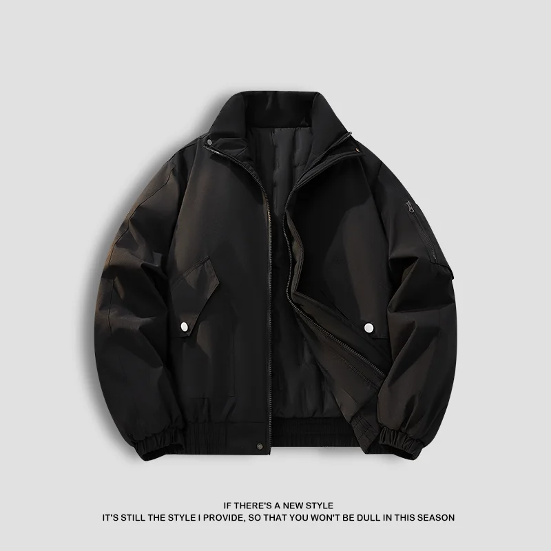 

Мужская утепленная куртка-пилот с длинными рукавами из хлопка и полиэстера на молнии для осени и зимы, ветрозащитная, повседневная, модная