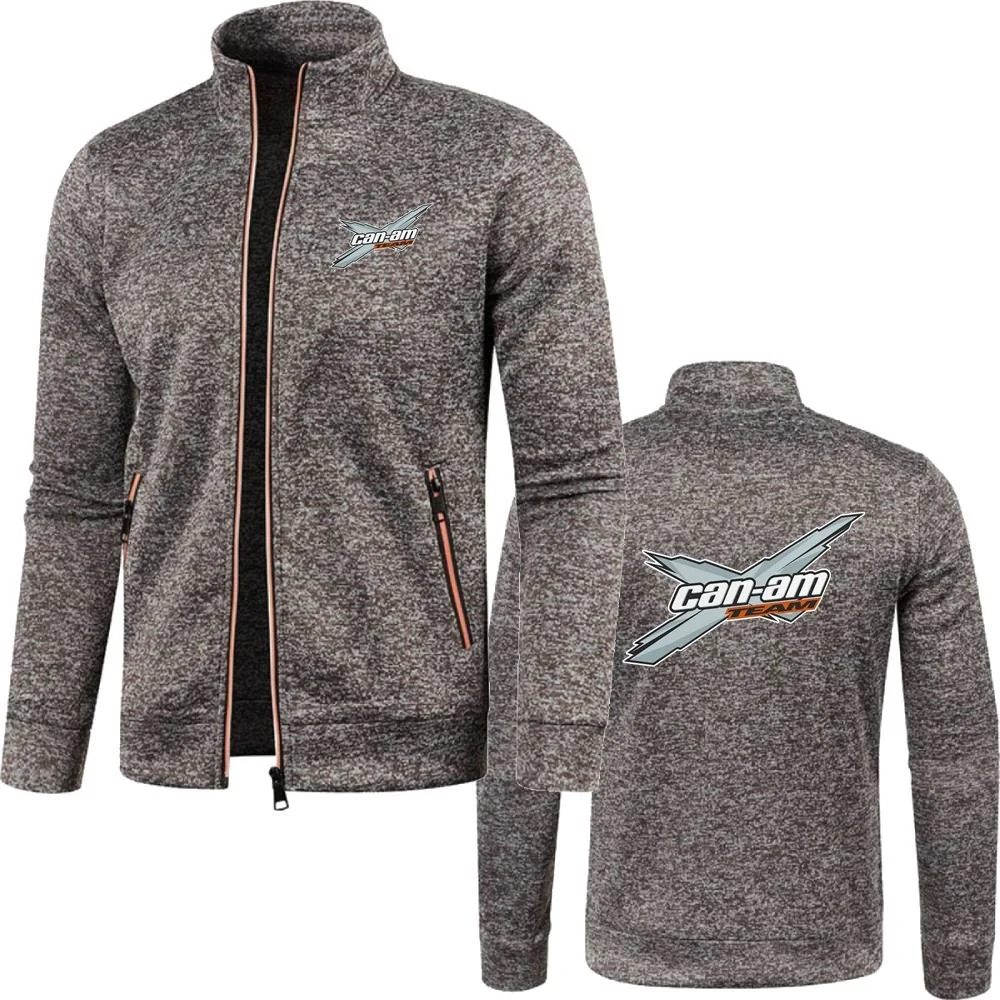 Stand Collar Fleece Sweatshirt para homens, Casacos, Jersey, Malhas, Casaco, Malhas, Casaco, Stand Collar, Can Am, Off-Road, Atv, Comandante Utv, Outl