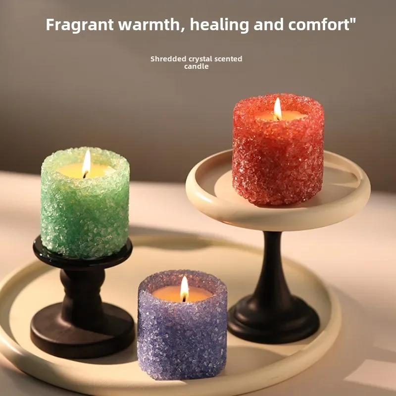 Shangri-La Crushed Crystal Scented Candles High-end Smokeless Lime Basil Aromatherapy Candle Christmas GiftsHome Decoration