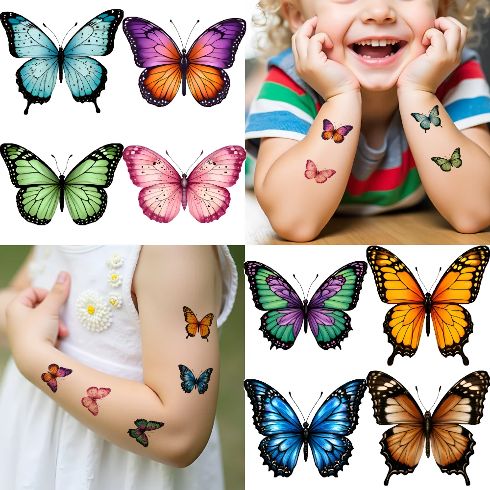 

63pcs Temporary Tattoo Butterfly Stickers Temporary Tattoo Stickers Nature Decals Waterproof Long-lasting Body Stickers For