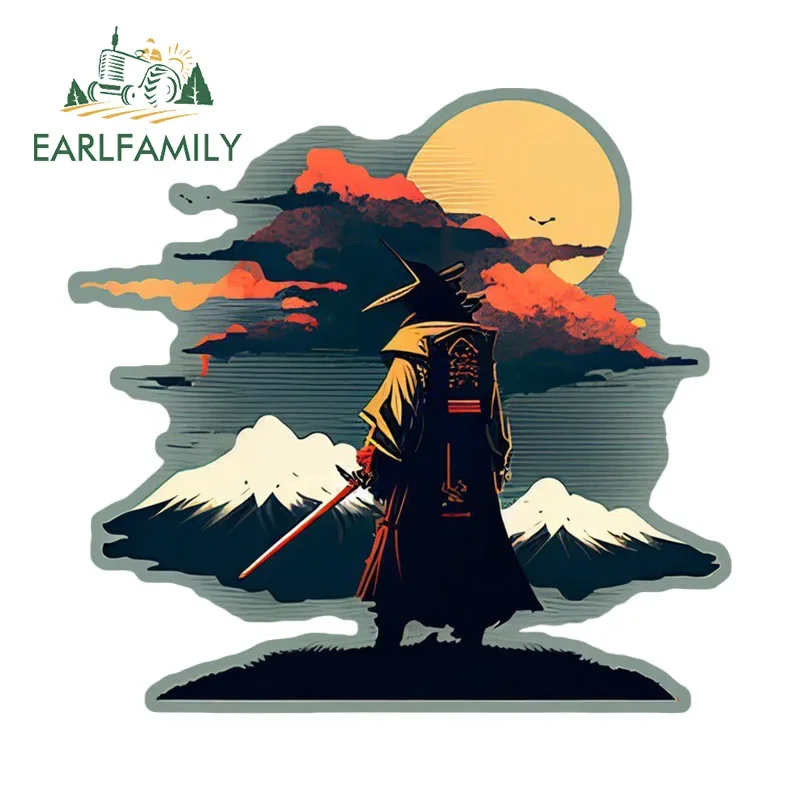 EARLFAMILY 13 cm x 12,3 cm, kreativer japanischer Samurai-Ninja-Autoaufkleber, Sonnenschutz-Vinylaufkleber, wasserdicht, für Helme und Transporter.