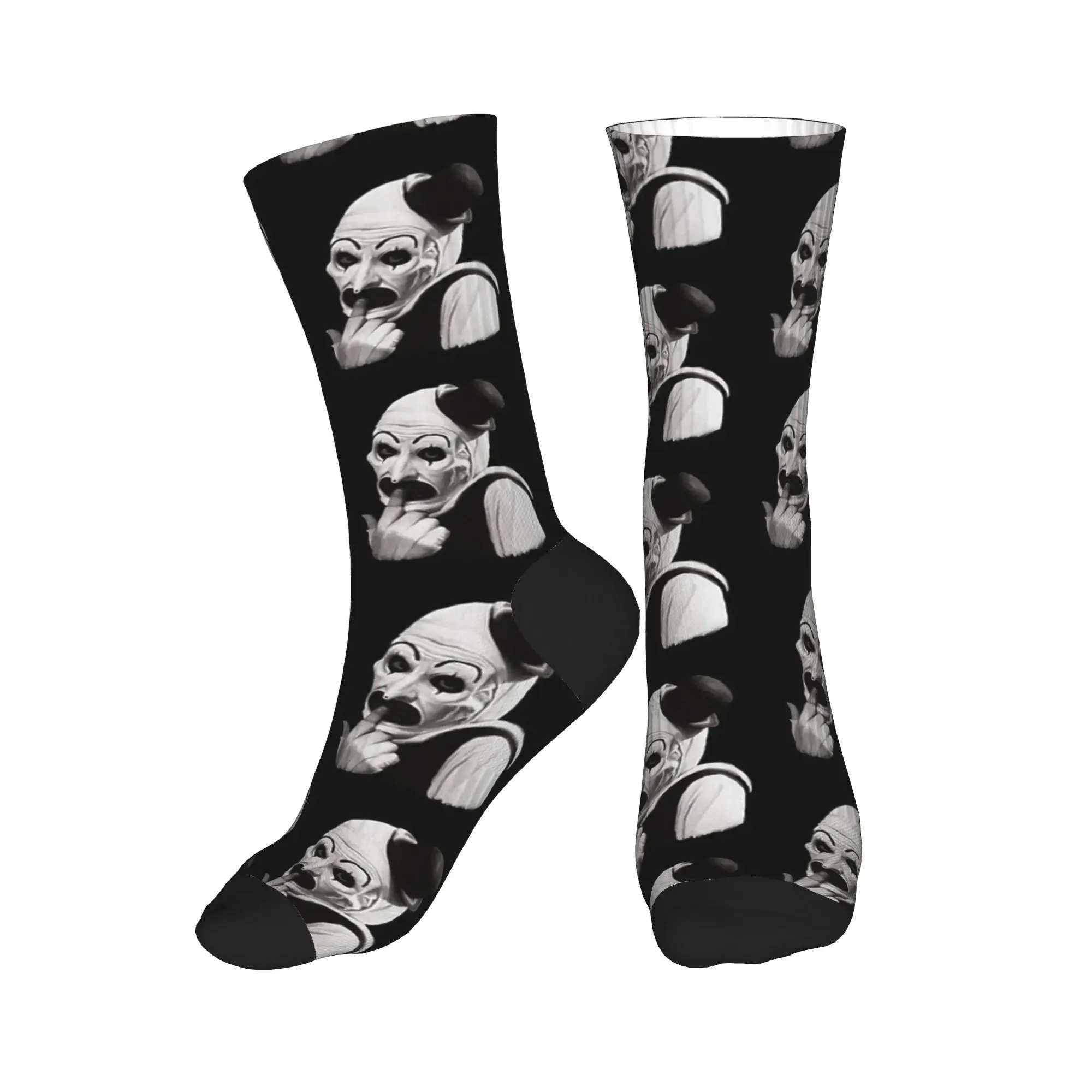 Art the Clown Creepy Terrifier Fan Art Носки Осенние чулки Модные мужские средние мягкие носки Дизайнерские велосипедные антибактериальные носки