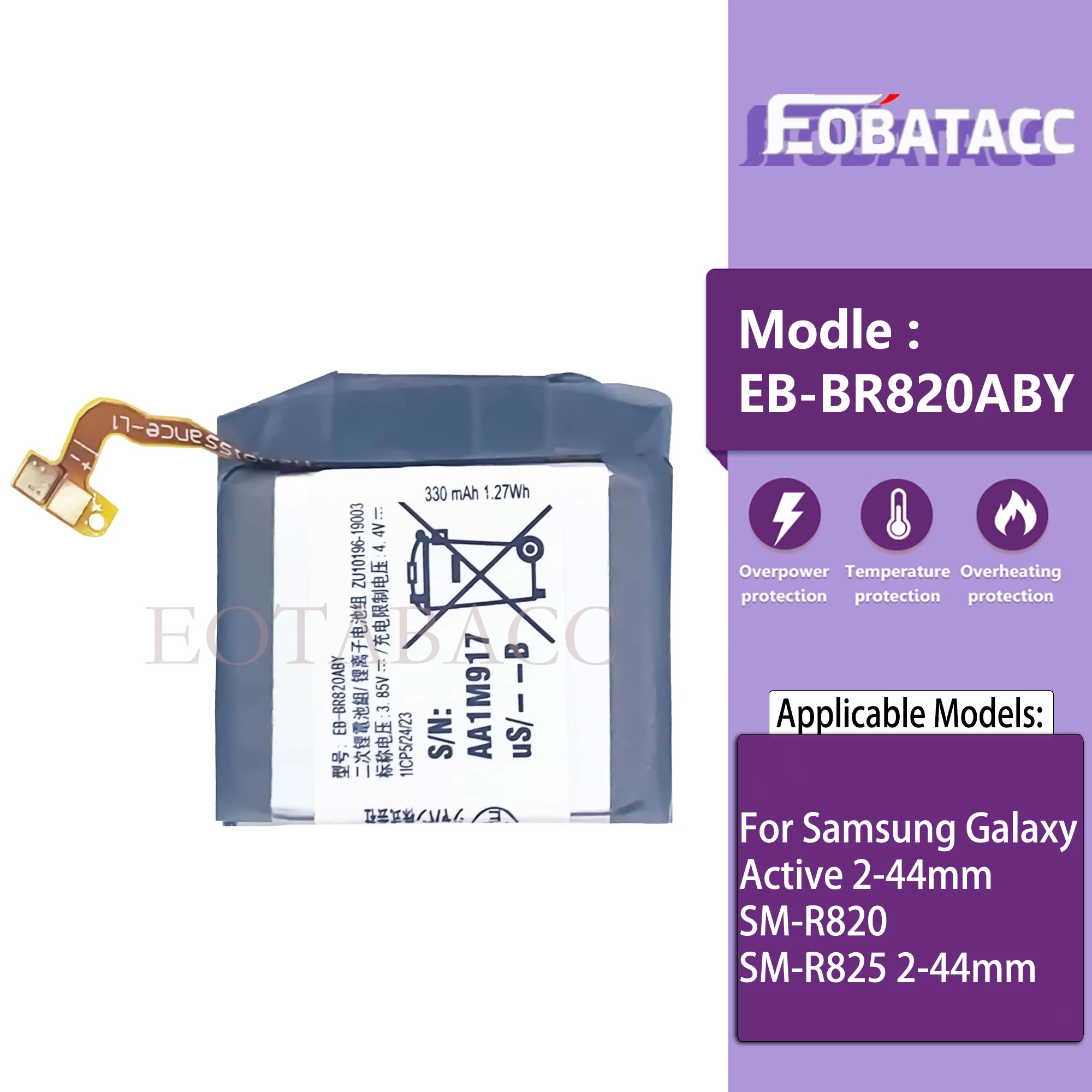 2024 new EB-BR820ABY Battery For Samsung Galaxy Active 2-44mm SM-R820 SM-R825 2-44mm high capacity Capacity Watch Batteries