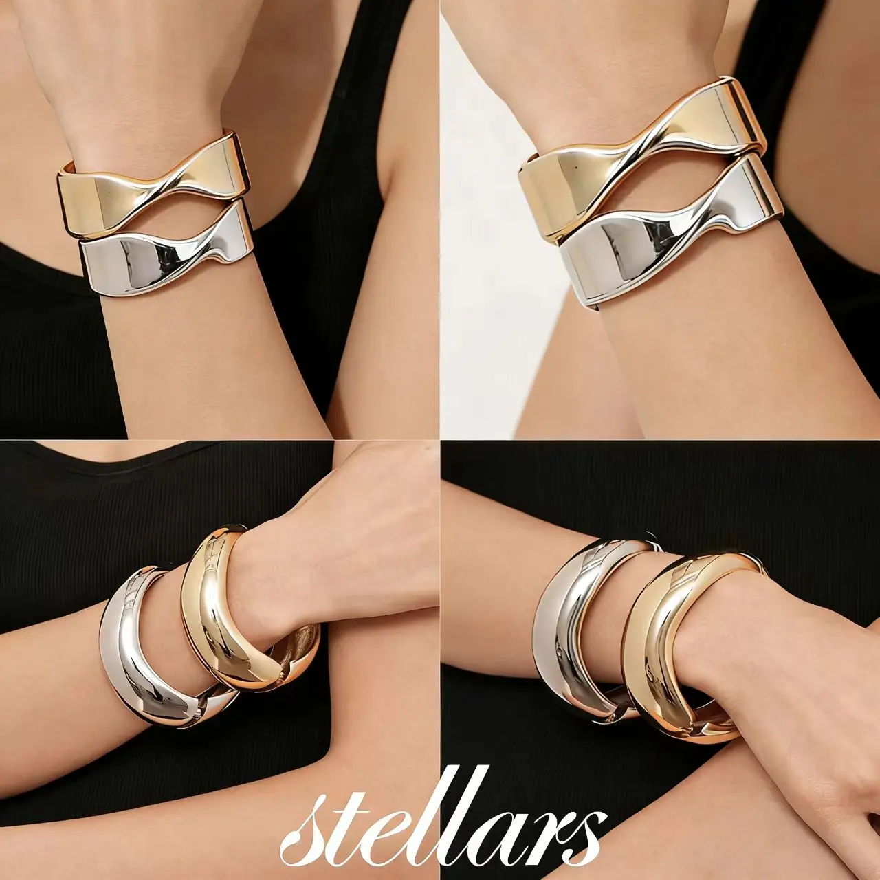 

Stainless Steel Bracelets for Women Valentine's Day Gift Fashion Twisted Open Wide Bangle Luxury quality Jewelry Accessories