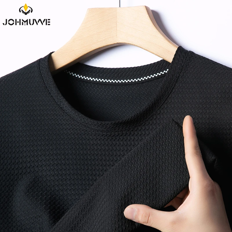2025 Summer New Men's Pineapple Grid Round Neck Short Sleeved T-shirt Fashion Casual Solid Color Breathable Comfortable Top image 6