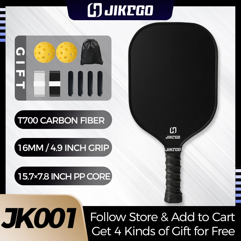 

JIKEGO Carbon Fiber Pickleball Paddle Set 16mm Racquet Pickle Ball Racket Professional Lead Tape Cover CFS Control