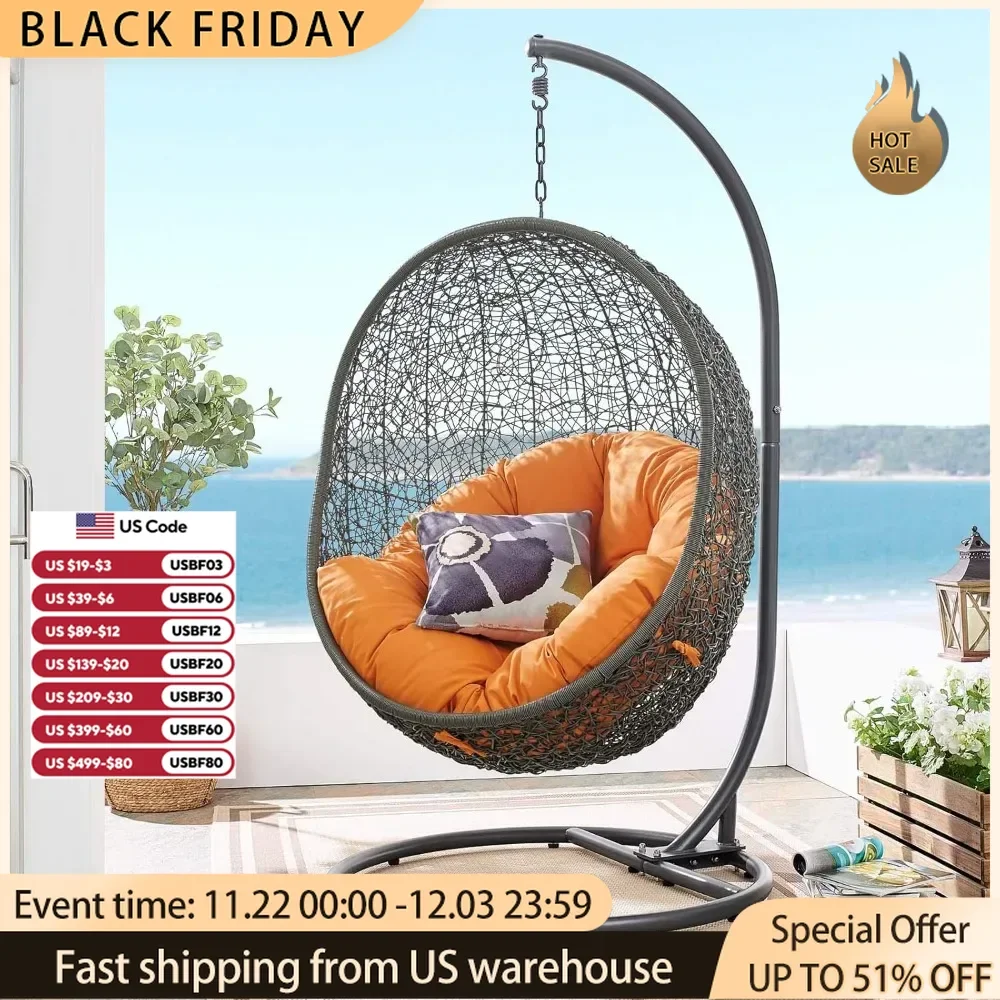 Outdoor Patio Porch Egg Swing Chair Hanging leisure chair Equipped with backrest cushion 40