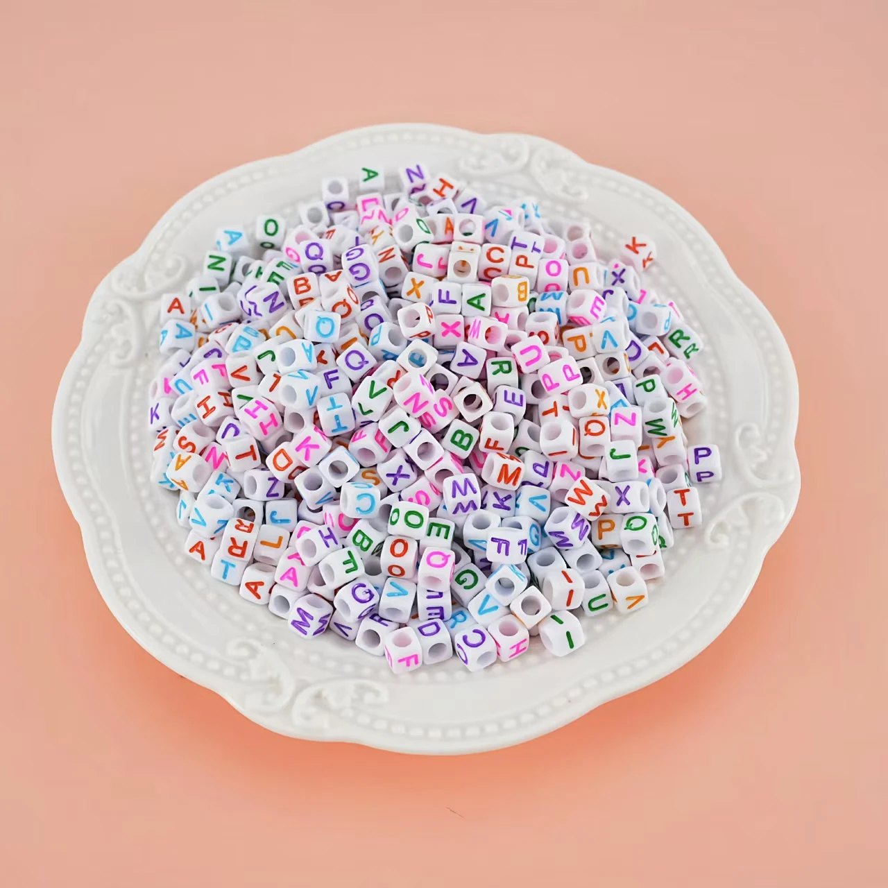 300pcs Color block letter beads 6mm for DIY accessories bracelets necklaces jewelry making