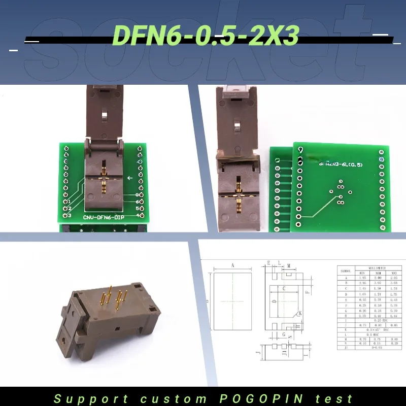 DFN6-0.5-2X3 Conversion Socket, High-Temperature for Power Management IC, Industrial Control Module