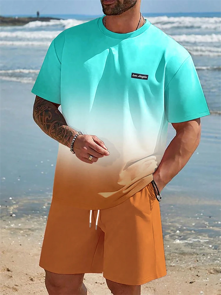 

Men's Suits, Clothing, Summer Wear, Sportswear, Casual Short-sleeved Shirts With Printed Style, Vacation