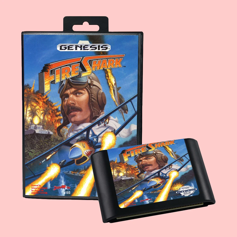 Caja de cartas de juego Fire Shark, versión estadounidense, Manual para consolas Sega MD MegaDrive Genesis de 16 bits