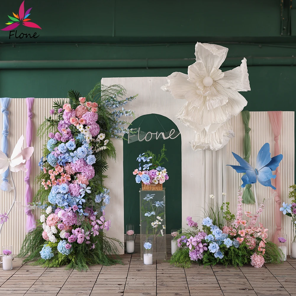 

Wedding party Artificial Flowers decoration High Quality KT Board silk Floral arrangement Hydrangea Purple Pink flower FL2640