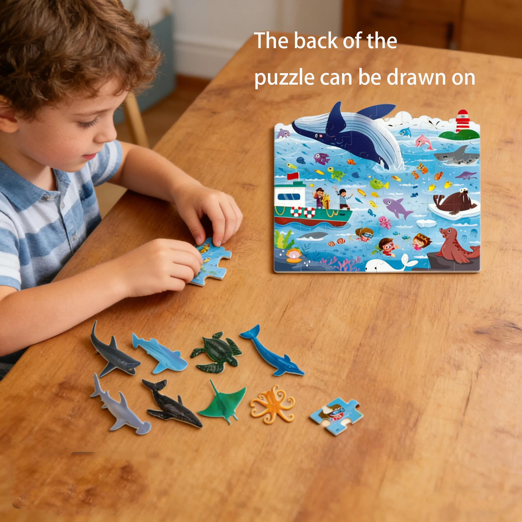 

Набор 2-в-1: пазл-головоломка с животными, игрушка для раскрашивания и рисования, развивающая игра-головоломка с черно-белыми картинками, идеальный подарок.