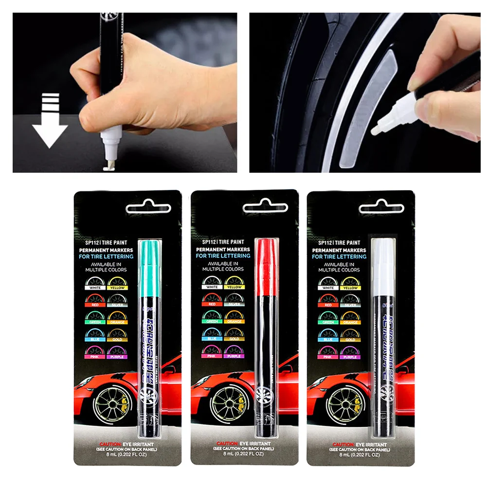 Car Tire Graffiti Pen Tire Sidewall Lettering White Letter Paint Marker Pen Cars Trucks Motorcycles Repair Tools Accessories